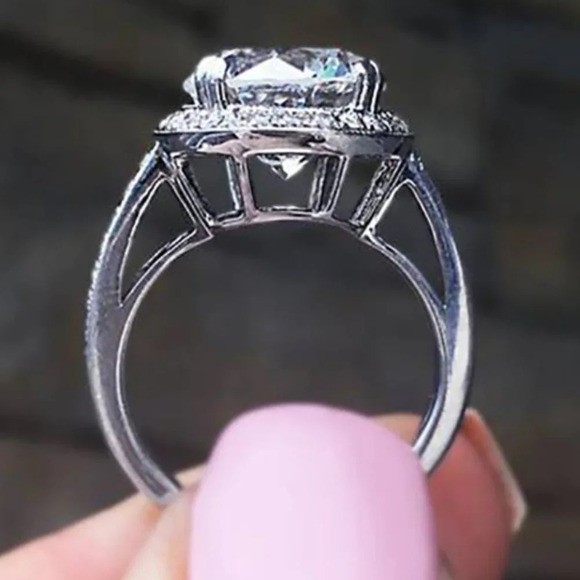 🌸PURE BIG DAINTY MACRO PAVE 925 SILVER PLATED BEAUTIFUL RING FOR WOMEN, L041 - Picture 4 of 4